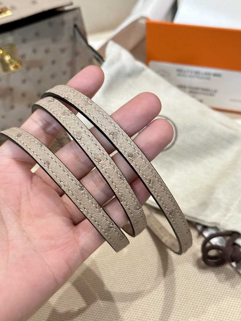 エルメス HERMES ケリーミニ 20 外縫い トゥルティールグレー オーストリッチ ゴールド金具 2412921 ミニバッグ ブランド お手頃 - 画像 (6)