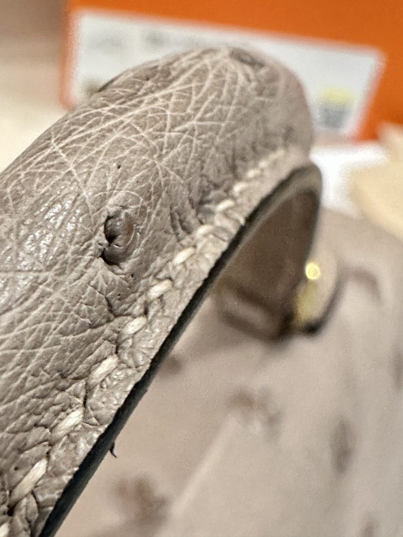 エルメス HERMES ケリーミニ 20 外縫い トゥルティールグレー オーストリッチ ゴールド金具 2412921 ミニバッグ ブランド お手頃 - 画像 (5)