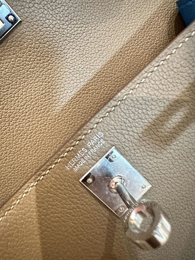 エルメスケリーリュック HERMES エルメス ケリーダンス2 ベージュドゥワイマール/ブルーフリーダ エバーカラー シルバー金具 2412923 - 画像 (11)