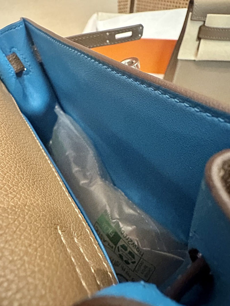エルメスケリーリュック HERMES エルメス ケリーダンス2 ベージュドゥワイマール/ブルーフリーダ エバーカラー シルバー金具 2412923 - 画像 (10)