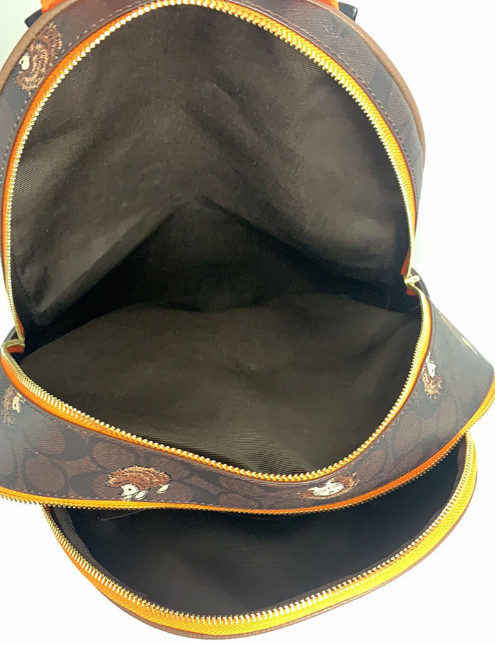コーチ コート バックパック・シグネチャー キャンバス・ヘッジホッグ プリント CC429 IMXAQ ウォルナット×ブラック ゴールド金具 コーチ リュック アウトレット - 画像 (3)