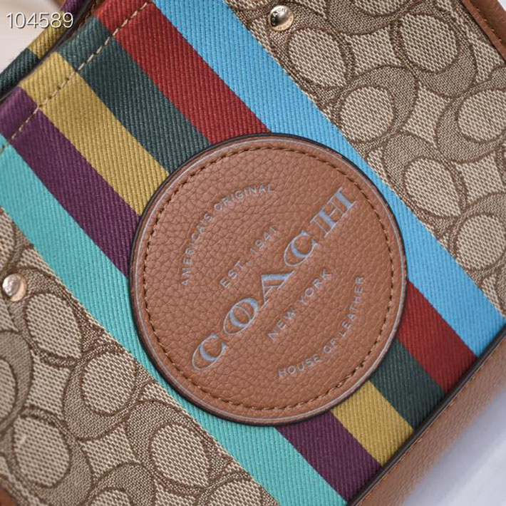最高級 コーチバッグコピー デンプシー トート 22 シグネチャー ジャカード C5637 IMT1O タン/ブラウン ゴールド金具 コーチ トートバッグ キャンバス - 画像 (5)