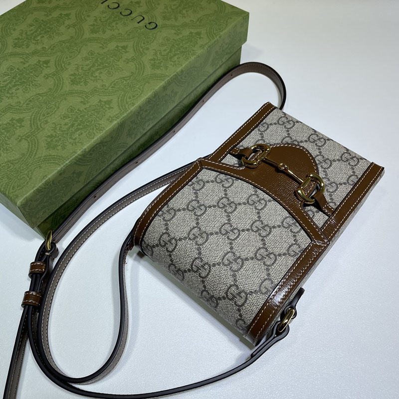 グッチ バッグ 新作 GUCCI ホースビット 1955 ミニバッグ 625615 92TCG 8563 ベージュ/ブラウン グッチ ホースビット 人気 - 画像 (4)