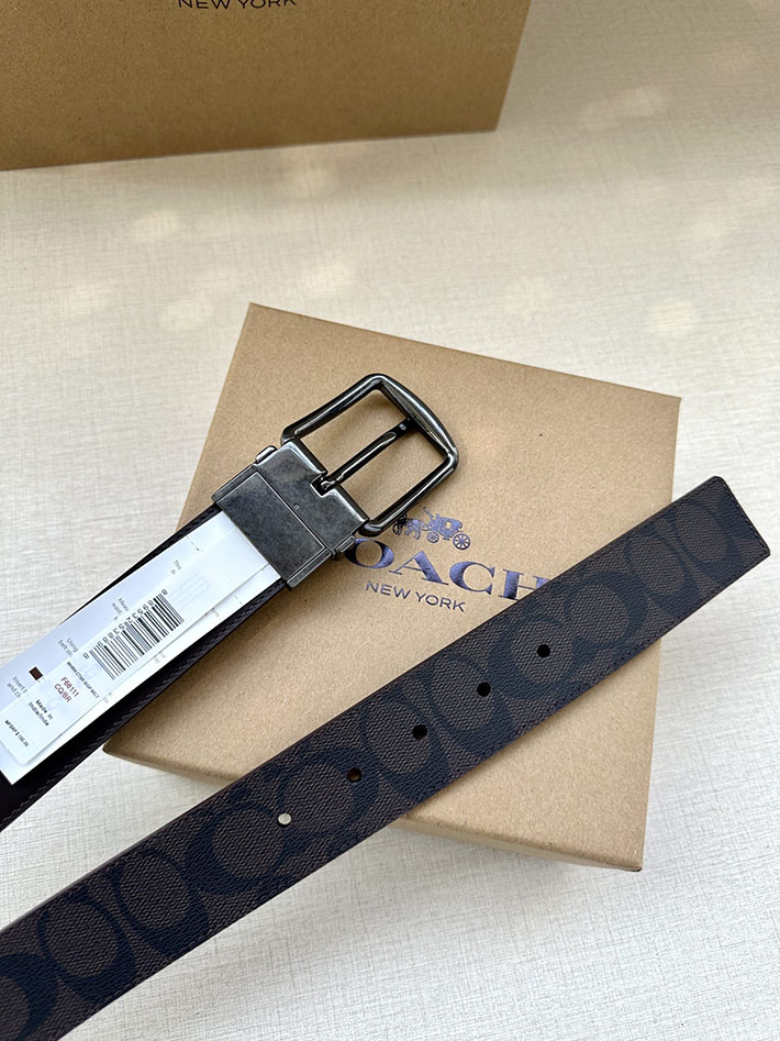 最高級コーチスーパーコピー コーチベルトコピー 37mm 2518104 ウォルナット×ブラック ブラック金具 コーチ ベルト メンズ 人気 - 画像 (4)