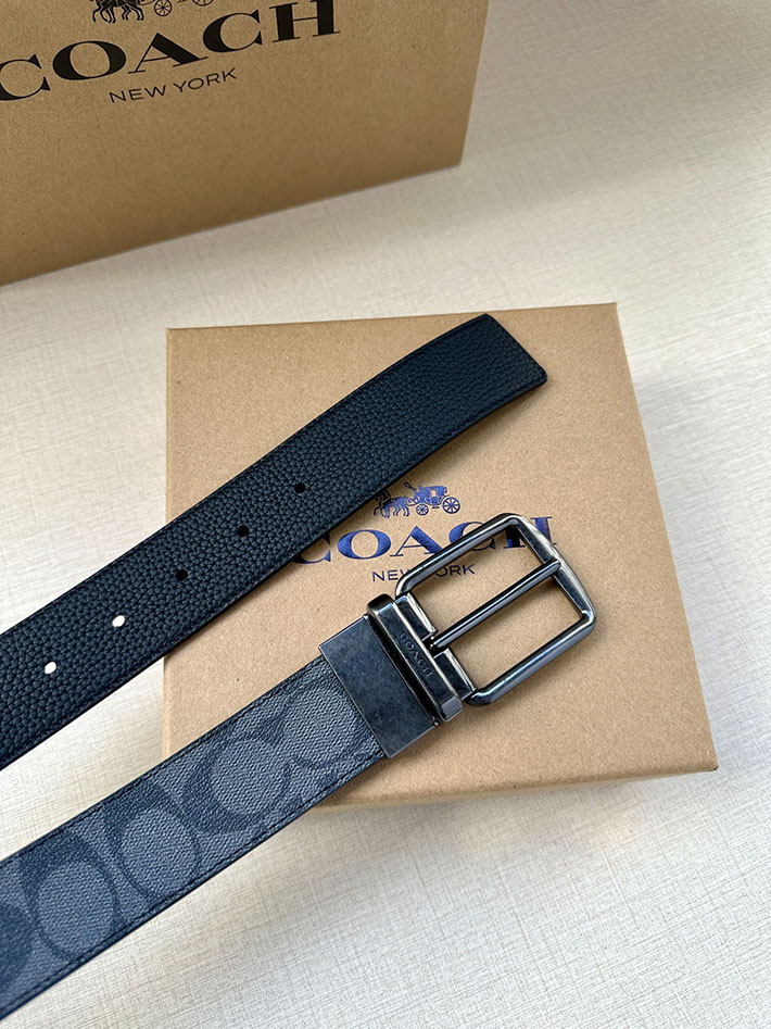 最高級コーチスーパーコピー コーチベルトコピー 37mm 2518110 チャコール/ブラック ブラック金具 コーチ ベルト リバーシブル - 画像 (2)