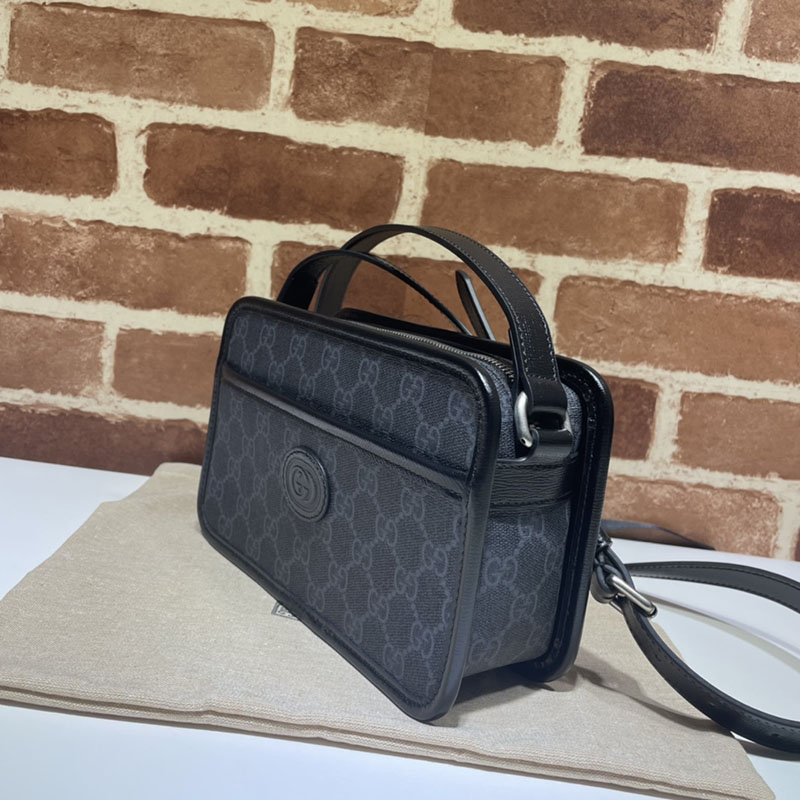 グッチ バッグ 新作 GUCCI インターロッキングG付き ミニバッグ 斜め掛けショルダーバッグ 658572 92TCG 1095 ブラック/グレー メンズバッグ 流行り - 画像 (9)