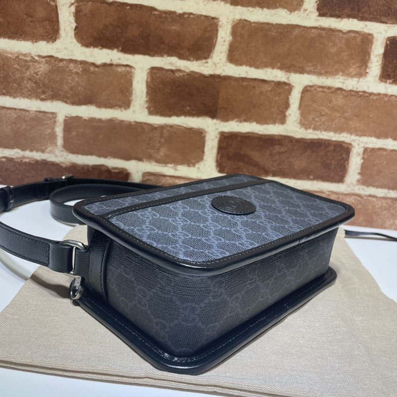 グッチ バッグ 新作 GUCCI インターロッキングG付き ミニバッグ 斜め掛けショルダーバッグ 658572 92TCG 1095 ブラック/グレー メンズバッグ 流行り - 画像 (6)