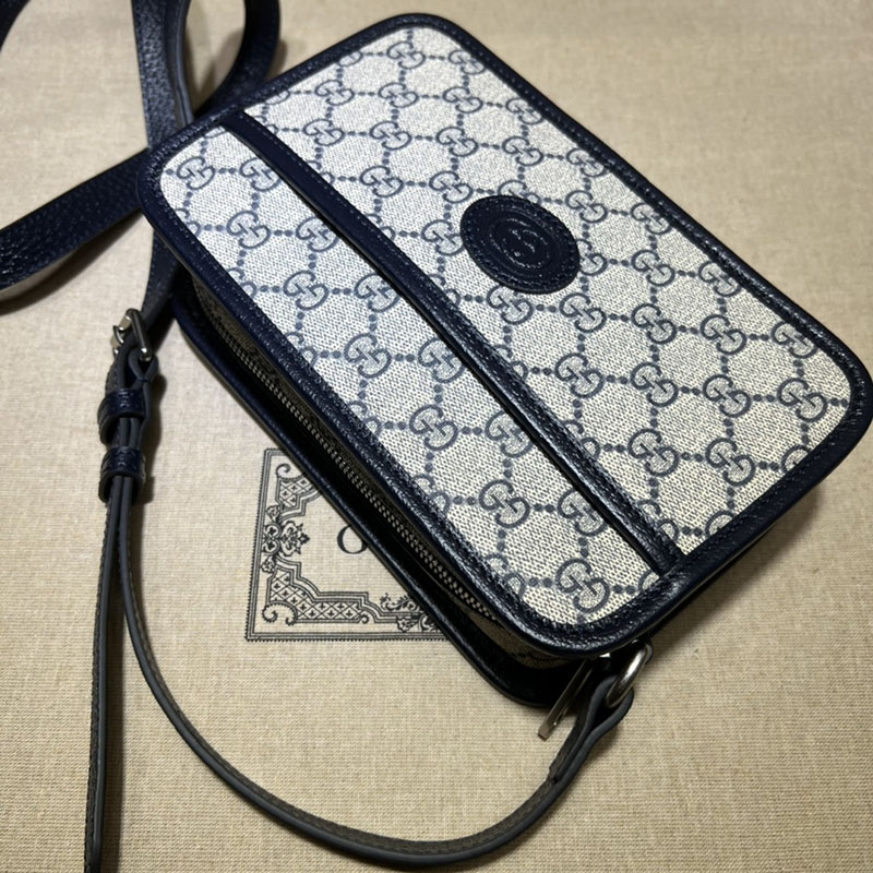 グッチ バッグ 新作 GUCCI インターロッキングG付き ミニバッグ 斜め掛けショルダーバッグ 658572 92TCG 4076 ベージュ/ブルー メンズバッグ 流行り - 画像 (3)