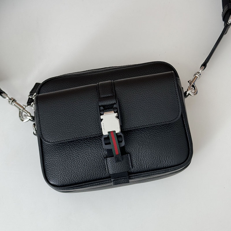 グッチ バッグ 新作 GUCCI ウェブ ストライプ付き スモール クロスボディバッグ 816751 AAEF6 1042 ブラック グッチ ショルダーバッグ メンズ - 画像 (6)