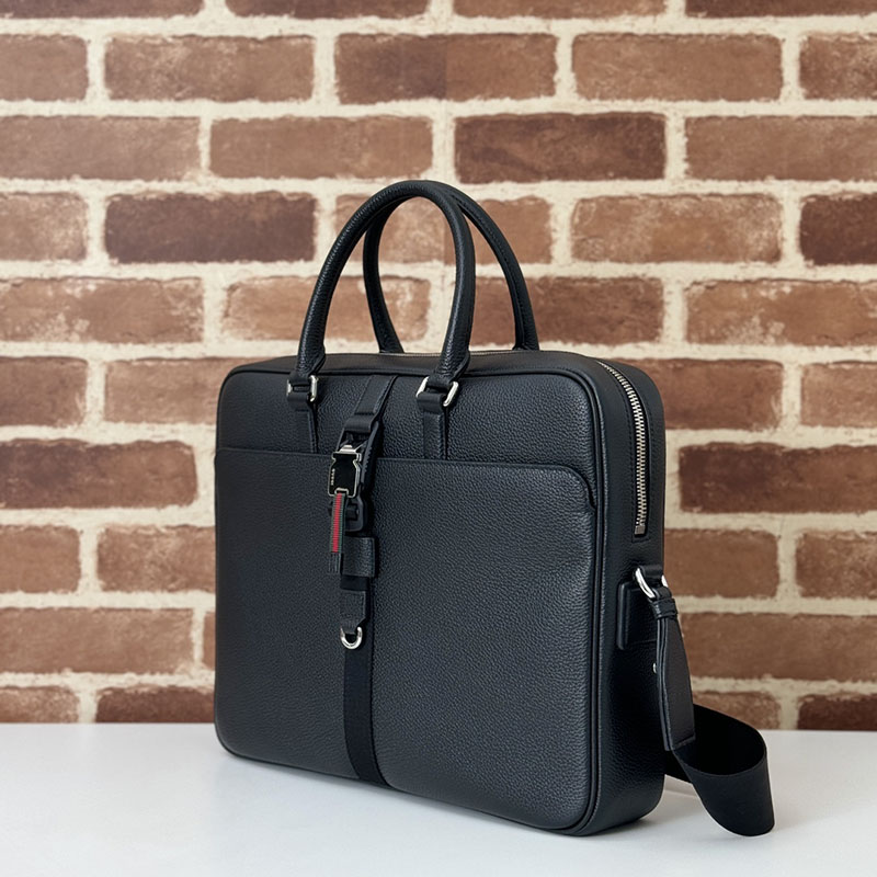 グッチ バッグ 新作 GUCCI MEDIUM BRIEFCASE WITH WEB 816757 AAEF6 1042 ブラック グッチ ビジネスバッグ メンズ - 画像 (6)