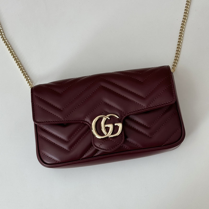 グッチ バッグ 新作 GUCCI GGマーモント スーパーミニバッグ 751526 AADQM 6241 ロッソ アンコーラ 流行り廃りのないブランドバッグ - 画像 (6)