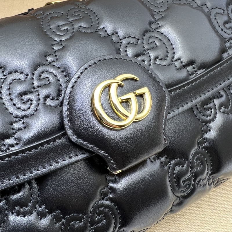 グッチ バッグ 新作 GUCCI GG MATELASSÉ SMALL SHOULDER BAG 724529 UM8HG 1046 ブラック ブランドバッグ アウトレット - 画像 (6)