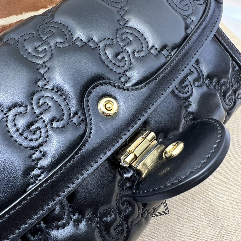 グッチ バッグ 新作 GUCCI GG MATELASSÉ SMALL SHOULDER BAG 724529 UM8HG 1046 ブラック ブランドバッグ アウトレット - 画像 (5)