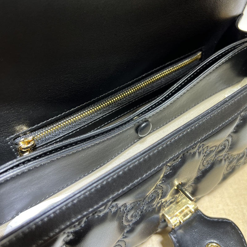 グッチ バッグ 新作 GUCCI GG MATELASSÉ SMALL SHOULDER BAG 724529 UM8HG 1046 ブラック ブランドバッグ アウトレット - 画像 (2)
