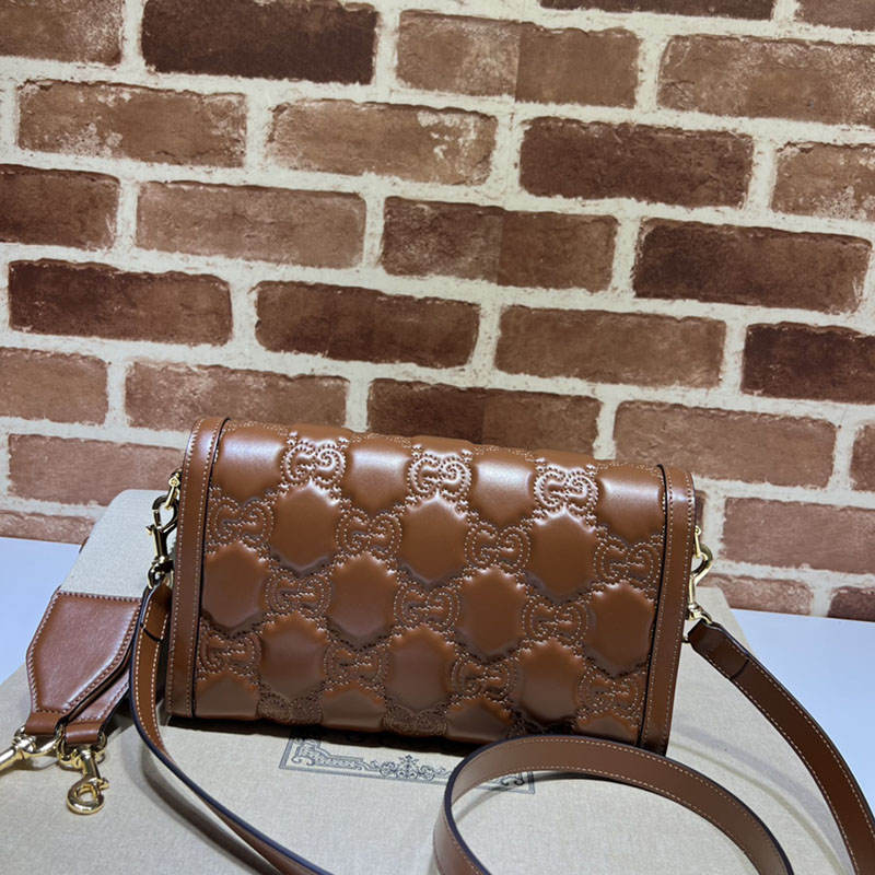 グッチ バッグ 新作 GUCCI GG MATELASSÉ SMALL SHOULDER BAG 724529 UM8HG 2535 ブラウン ブランドバッグ アウトレット - 画像 (8)
