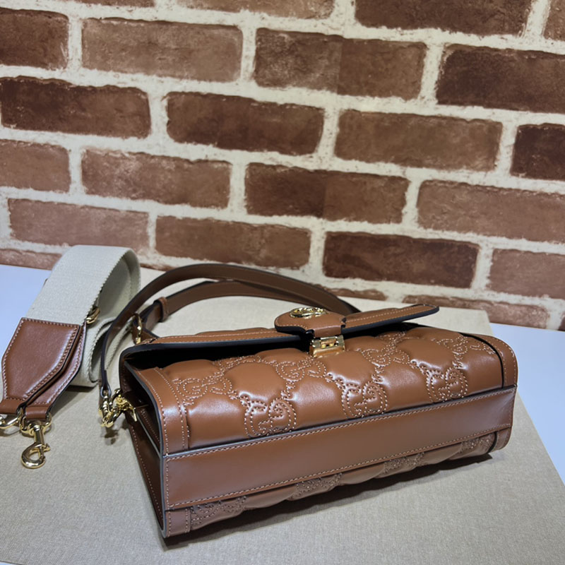 グッチ バッグ 新作 GUCCI GG MATELASSÉ SMALL SHOULDER BAG 724529 UM8HG 2535 ブラウン ブランドバッグ アウトレット - 画像 (7)