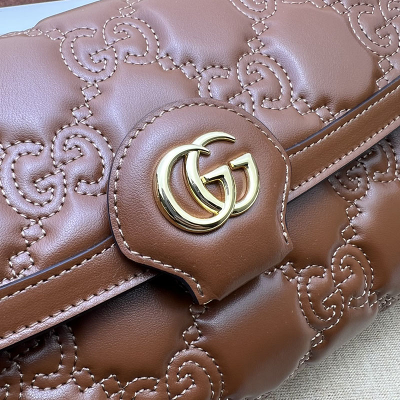 グッチ バッグ 新作 GUCCI GG MATELASSÉ SMALL SHOULDER BAG 724529 UM8HG 2535 ブラウン ブランドバッグ アウトレット - 画像 (6)