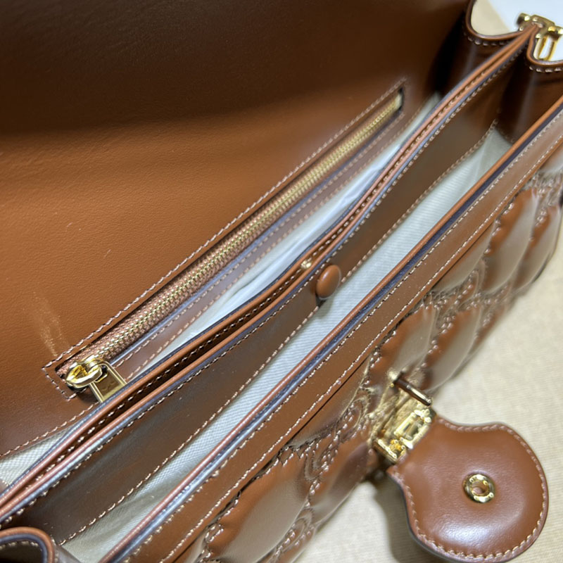 グッチ バッグ 新作 GUCCI GG MATELASSÉ SMALL SHOULDER BAG 724529 UM8HG 2535 ブラウン ブランドバッグ アウトレット - 画像 (2)