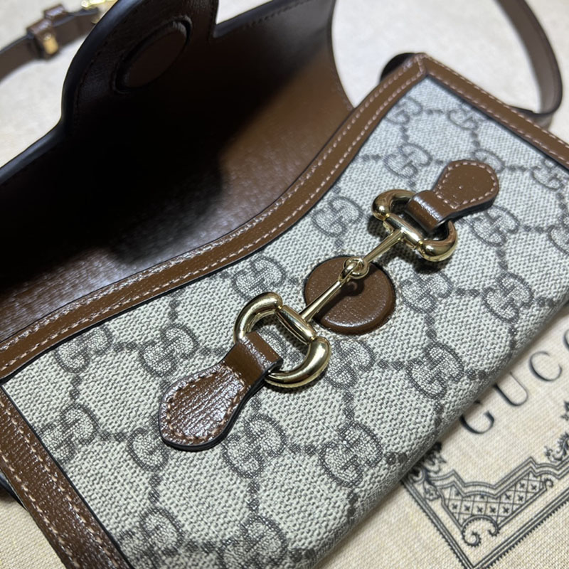 グッチ バッグ 新作 GUCCI グッチ ホースビット 1955 ミニバッグ 699296 92TCG 8563 ベージュ/ブラウン ブランドバッグ アウトレット 激安 - 画像 (4)