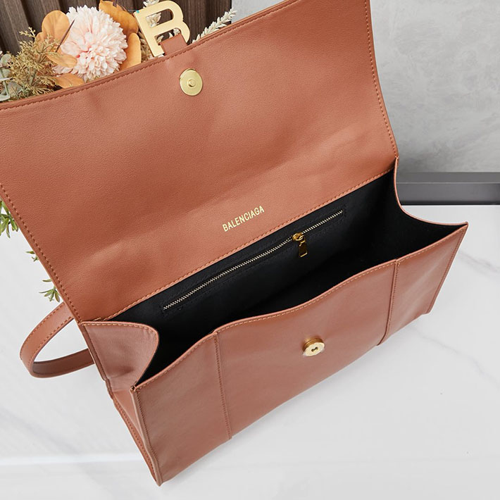 最高級 バレンシアガバッグコピー HOURGLASS HINGE ミディアムハンドバッグ 7612112AAVC2630 キャメル ゴールド金具 バレンシアガ 人気バッグ - 画像 (2)