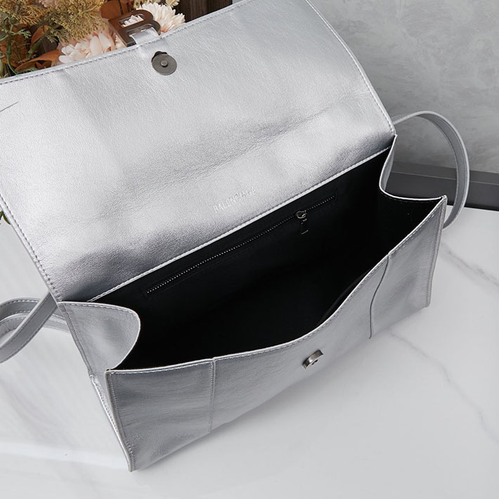 最高級 バレンシアガバッグコピー HOURGLASS スモール バッグ 5935461QJ4M8110 シルバー シルバー金具 バレンシアガ風 バッグ 本革 - 画像 (2)