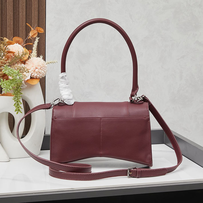 最高級 バレンシアガバッグコピー HOURGLASS スモール バッグ 5935461QJ4M6034 バーガンディ シルバー金具 バレンシアガ風 バッグ 本革 - 画像 (8)