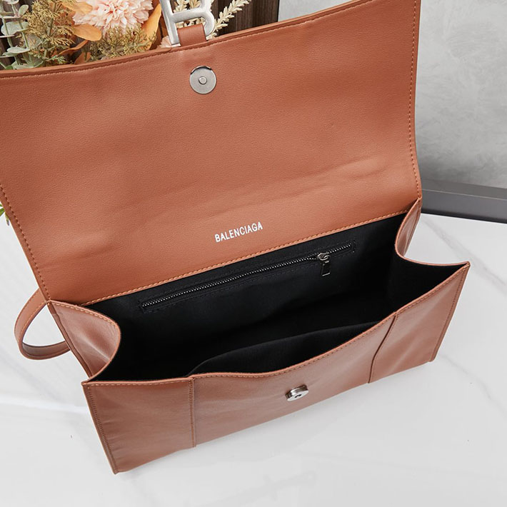 最高級 バレンシアガバッグコピー HOURGLASS スモール バッグ 5935461QJ4M2630 キャメル シルバー金具 バレンシアガ風 バッグ 本革 - 画像 (2)