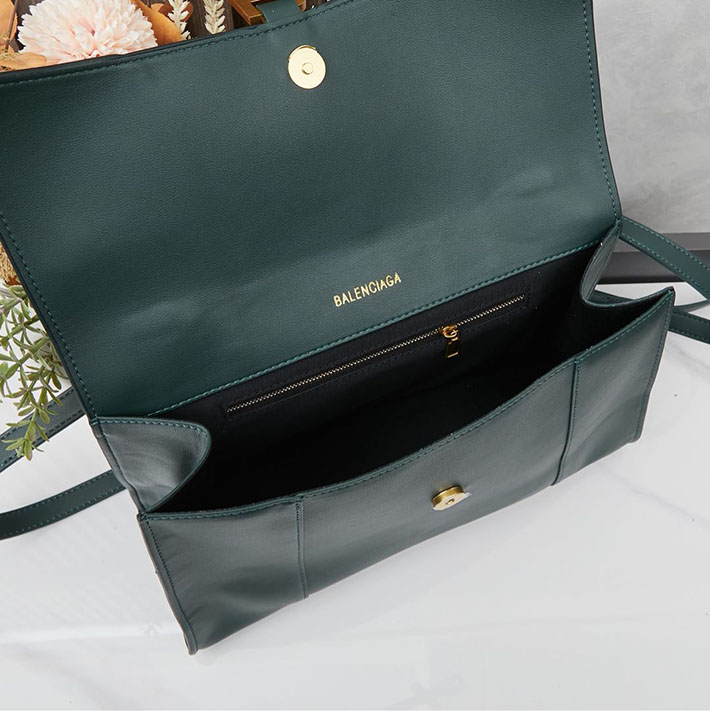 最高級 バレンシアガバッグコピー HOURGLASS スモール バッグ 5935461QJ4M3614 グリーン ゴールド金具 バレンシアガ風 ショルダーバッグ - 画像 (2)