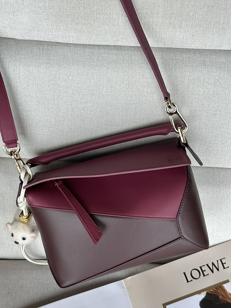 レディース ロエベ バッグ 人気 LOEWE パズルバッグ スモール A510P60X44-3763 クリムゾン/ダークバーガンディ ゴールド金具 - 画像 (9)