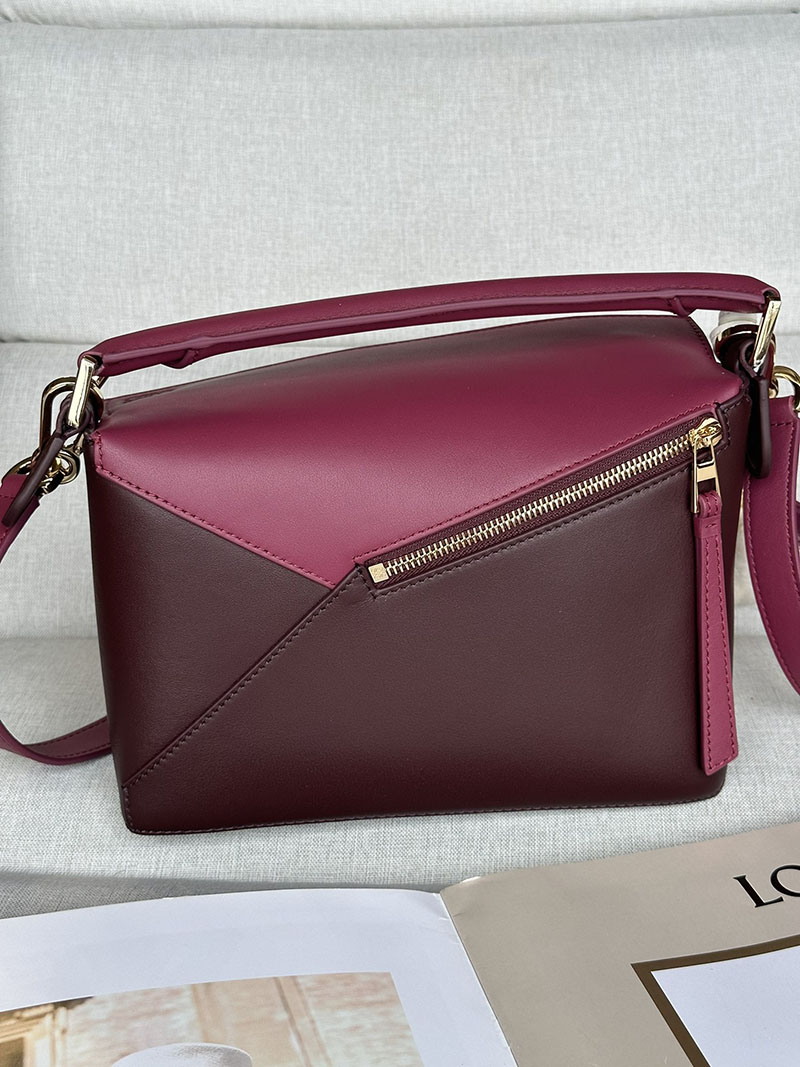 レディース ロエベ バッグ 人気 LOEWE パズルバッグ スモール A510P60X44-3763 クリムゾン/ダークバーガンディ ゴールド金具 - 画像 (6)