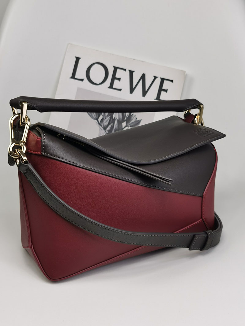 レディース ロエベ バッグ 人気 LOEWE パズルバッグ スモール A510P60X41-4521 ダークシガー/シロップ クラシックカーフ ゴールド金具 - 画像 (9)