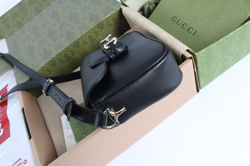 グッチ バッグ 未使用品 GUCCI ホースビット 1955 ソフト ミニ ショルダーバッグ 815205 AAEFH 1000 ブラック 芸能人 バック 女性 - 画像 (8)