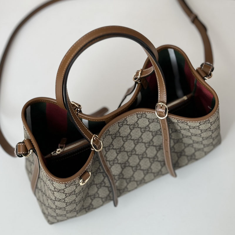 グッチ バッグ 未使用品 GUCCI GGエンブレム スモール トートバッグ 815214 FAD6L 9758 ベージュ/ブラウン 芸能人 トートバッグ レディース - 画像 (4)