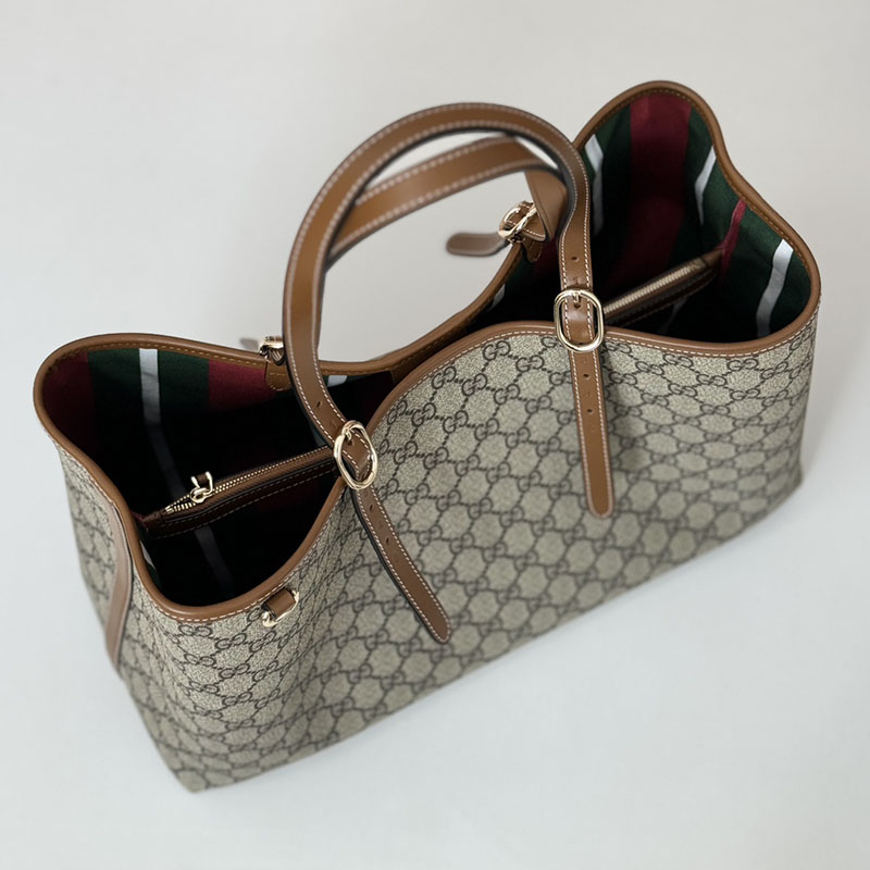 グッチ バッグ 未使用品 GUCCI GGエンブレム ミディアム トートバッグ 815213 FAD6L 9758 ベージュ/ブラウン 芸能人 トートバッグ レディース - 画像 (4)