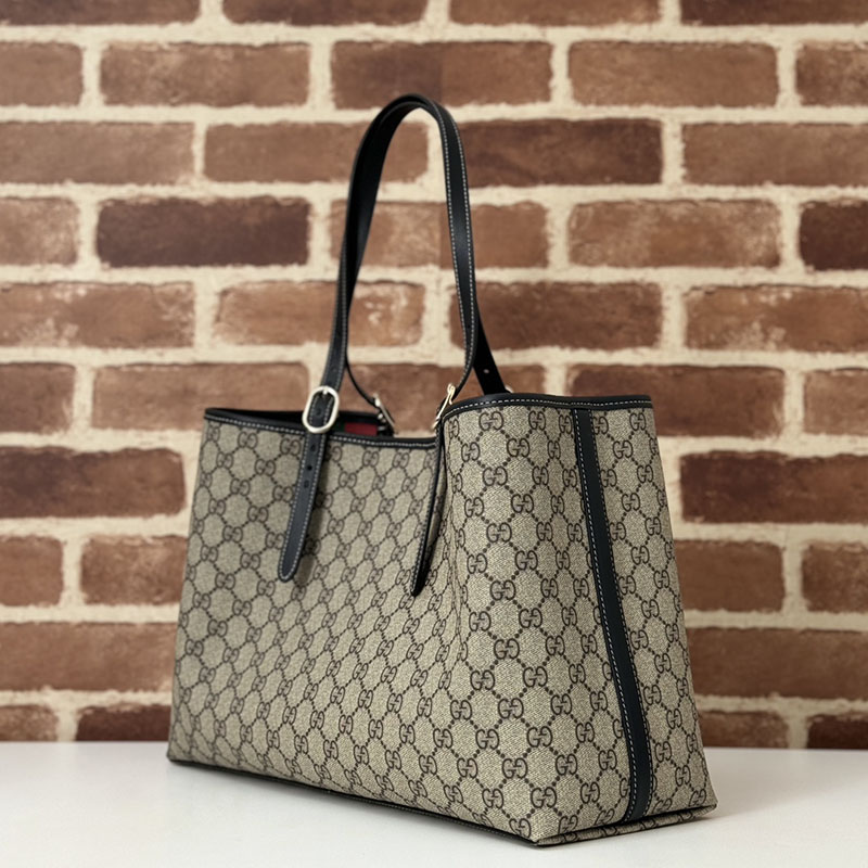 グッチ バッグ 未使用品 GUCCI GGエンブレム ミディアム トートバッグ 815213 FAD6L 9741 ベージュ/ブラック 芸能人 トートバッグ レディース - 画像 (9)