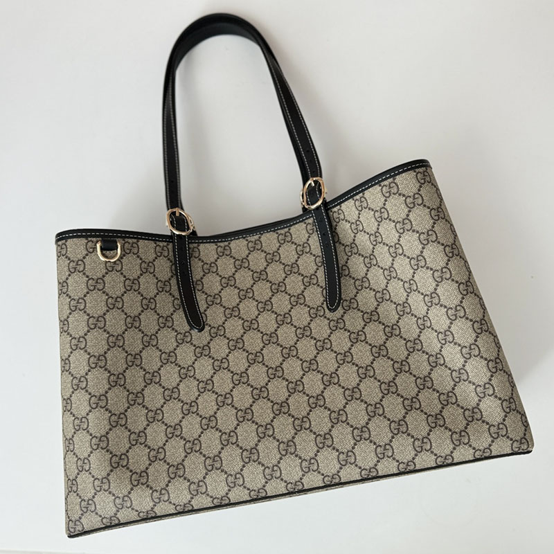 グッチ バッグ 未使用品 GUCCI GGエンブレム ミディアム トートバッグ 815213 FAD6L 9741 ベージュ/ブラック 芸能人 トートバッグ レディース - 画像 (6)