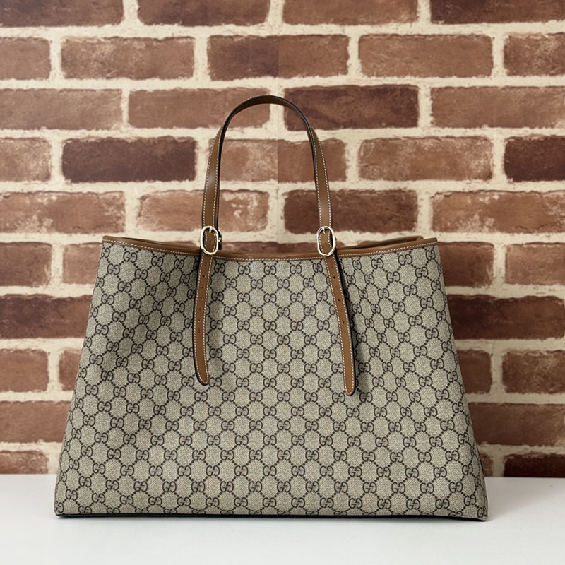 グッチ バッグ 未使用品 GUCCI GG EMBLEM LARGE TOTE BAG 815212 FAD6L 9758 ベージュ/ブラウン 芸能人 トートバッグ レディース - 画像 (5)