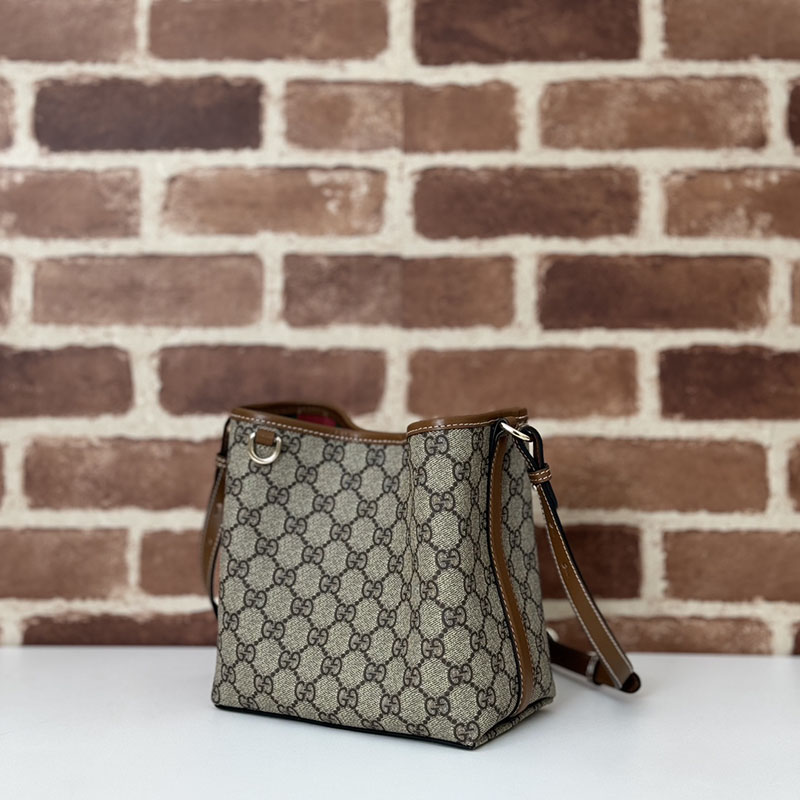 グッチ バッグ 未使用品 GUCCI GGエンブレム ミニ バケットバッグ 815118 FAD6L 9758 ベージュ/ブラウン ミニショルダーバッグ 芸能人 - 画像 (9)