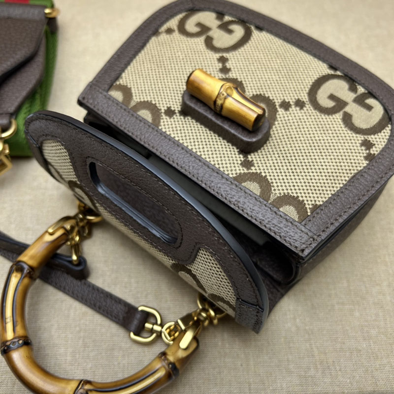 グッチ バッグ 未使用品 GUCCI バンブー 1947 ミニ トップハンドルバッグ 686864 21HRG 9762 ベージュ&ブラウン ハイ ブランド 一覧 - 画像 (4)