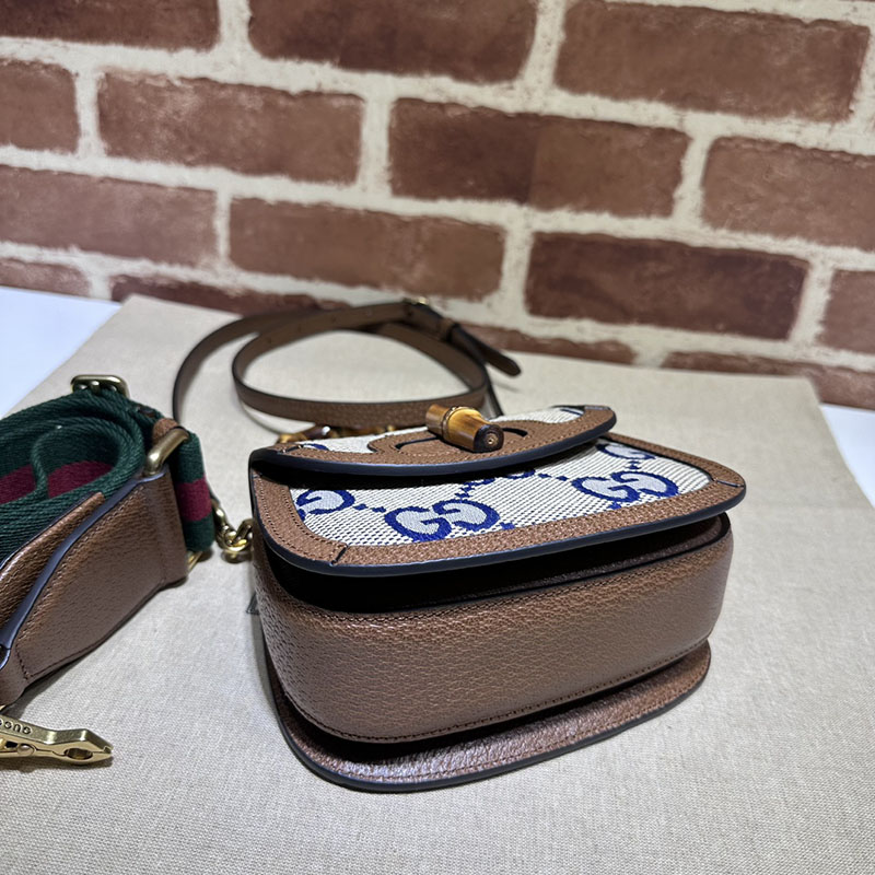 グッチ バッグ 未使用品 GUCCI バンブー 1947 ミニ トップハンドルバッグ 686864 21HRG 8375 ブルー&ブラウン ハイ ブランド 一覧 - 画像 (7)