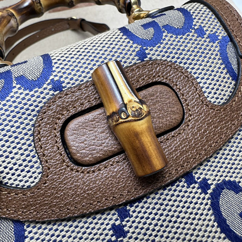 グッチ バッグ 未使用品 GUCCI バンブー 1947 ミニ トップハンドルバッグ 686864 21HRG 8375 ブルー&ブラウン ハイ ブランド 一覧 - 画像 (6)