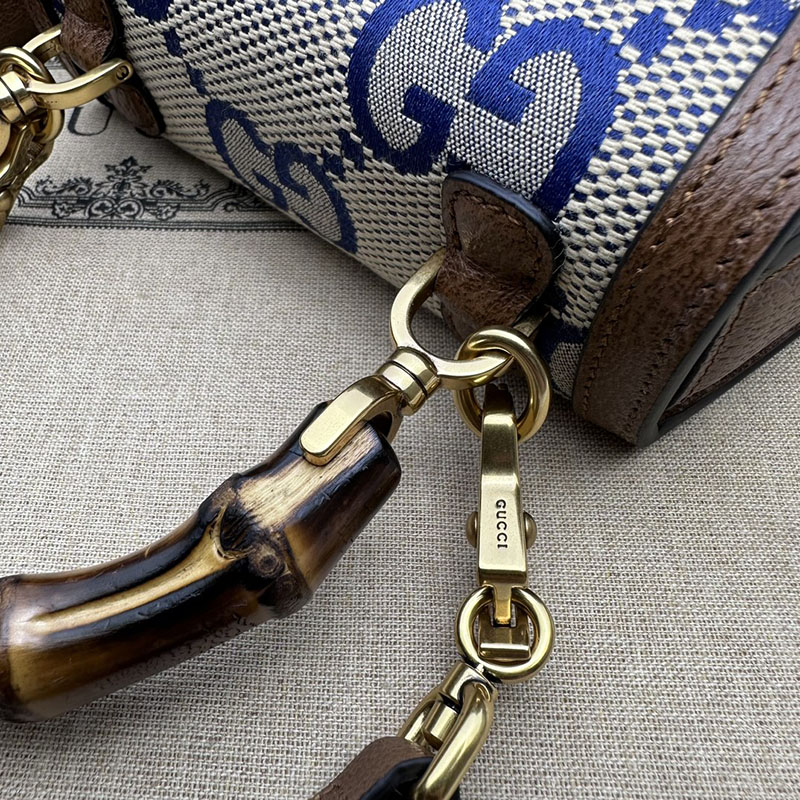 グッチ バッグ 未使用品 GUCCI バンブー 1947 ミニ トップハンドルバッグ 686864 21HRG 8375 ブルー&ブラウン ハイ ブランド 一覧 - 画像 (3)