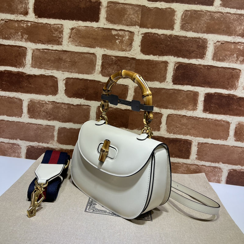 グッチ バッグ 未使用品 GUCCI バンブー 1947 スモール トップハンドルバッグ 675797 10ODT 8454 ホワイト ハイ ブランド 一覧 - 画像 (9)