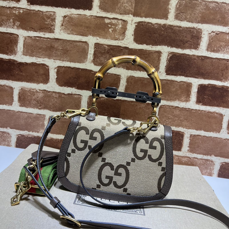 グッチ バッグ 未使用品 GUCCI バンブー 1947 スモール トップハンドルバッグ 675797 21HRG 9762 ブルー&ブラウン ハイ ブランド 一覧 - 画像 (8)