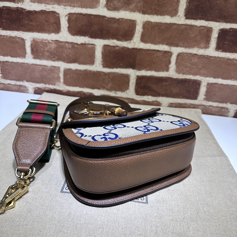 グッチ バッグ 未使用品 GUCCI バンブー 1947 スモール トップハンドルバッグ 675797 21HRG 8375 ブルー&ブラウン ハイ ブランド 一覧 - 画像 (7)