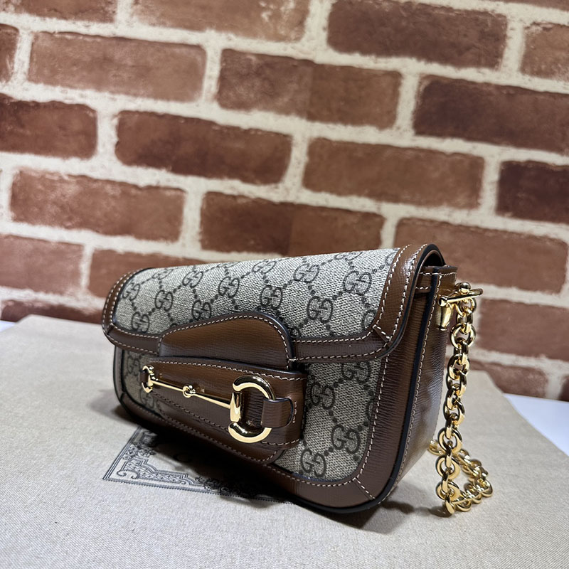 グッチ バッグ 未使用品 GUCCI ホースビット 1955 ミニ ショルダーバッグ 774209 92TCG 9758 ベージュ&ダークブラウン ハイブランド レディース - 画像 (9)