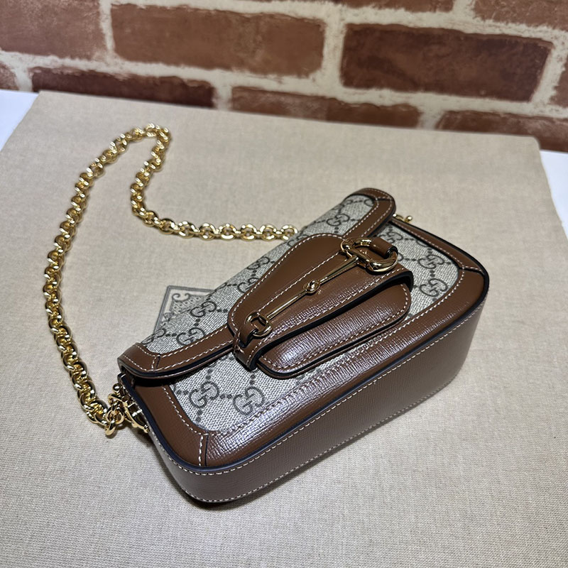 グッチ バッグ 未使用品 GUCCI ホースビット 1955 ミニ ショルダーバッグ 774209 92TCG 9758 ベージュ&ダークブラウン ハイブランド レディース - 画像 (7)