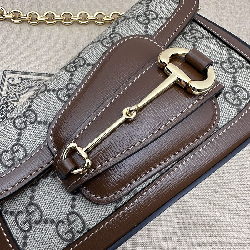 グッチ バッグ 未使用品 GUCCI ホースビット 1955 ミニ ショルダーバッグ 774209 92TCG 9758 ベージュ&ダークブラウン ハイブランド レディース - 画像 (6)