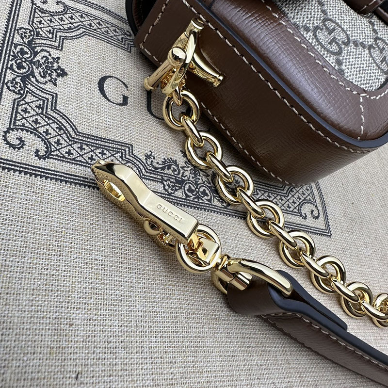 グッチ バッグ 未使用品 GUCCI ホースビット 1955 ミニ ショルダーバッグ 774209 92TCG 9758 ベージュ&ダークブラウン ハイブランド レディース - 画像 (5)