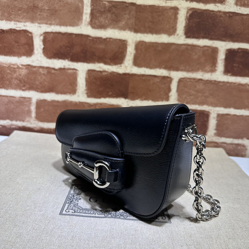 グッチ バッグ 未使用品 GUCCI ホースビット 1955 ミニ ショルダーバッグ 774209 1DB0N 1000 ブラック ハイブランド レディース - 画像 (9)